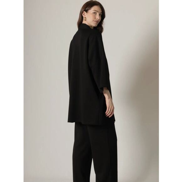P Cill Womens Open Front Cardigan S/M Black Soft Ribbed Minimalist Lounge Travel - Picture 11 of 11